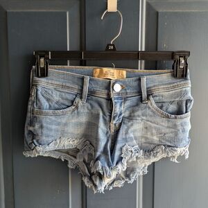 Hollister Light Blue Distressed Denim Cutoff Shorts